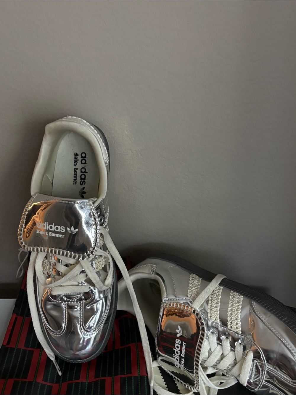 adidas Metallic Silver Low-Top Sneakers with White Laces